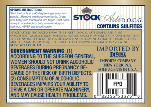 STOCK Asti wine label back STOCK Asti wine label back