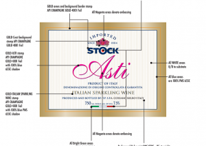 STOCK Asti wine label front, with specs